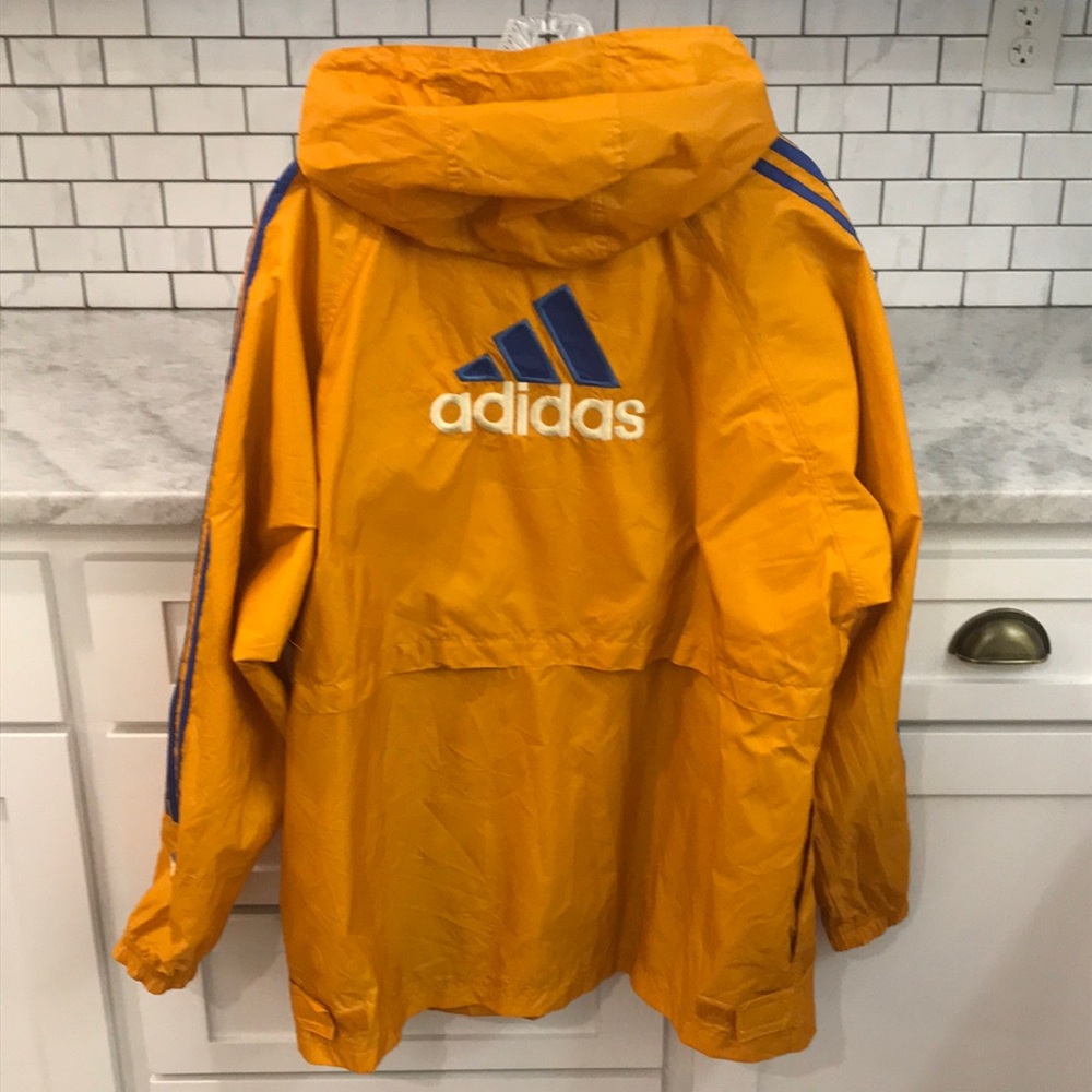 Vintage Adidas Jacket Windbreaker Mens Medium Gold Trefoil 80s Athletic Hip Hop